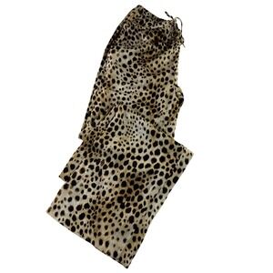 NWT Zara Leopard Satin Elastic Waist Drawstring Wide Leg Pants Pockets Medium